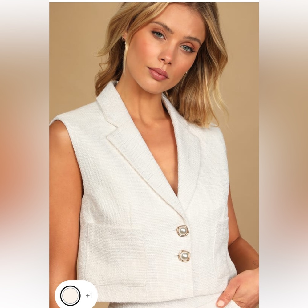 Lulus tweed sleeveless cropped blazer